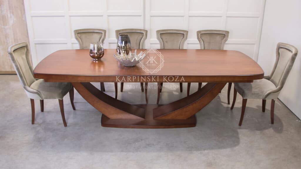 Duży stół art-deco xxl rozkładany drewniany do jadalni i salonu na wysoki połysk w stylu glamour